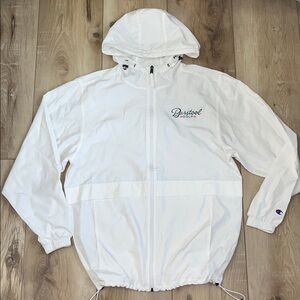 Barstool Golf X Champion windbreaker full zip hooded Jacket White Size Medium